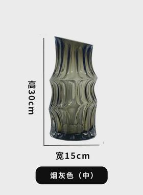 现代简约桌面摆件家居饰品小玻璃花瓶黑色复古高级感客厅插花ins