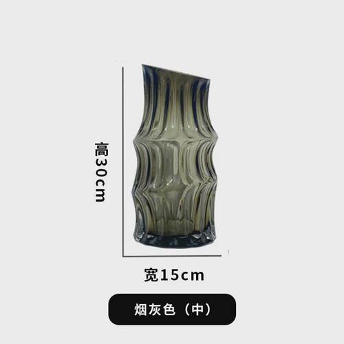 现代简约桌面摆件家居饰品小玻璃花瓶黑色复古高级感客厅插花ins
