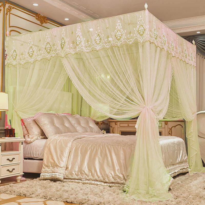 老式蚊帐带加密加厚加粗不锈钢支架防尘顶布落地家用1.5米床双人