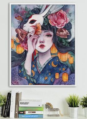 86m0玄关插画女孩十字绣2024年新款线绣客厅小件卧室古风自己手工