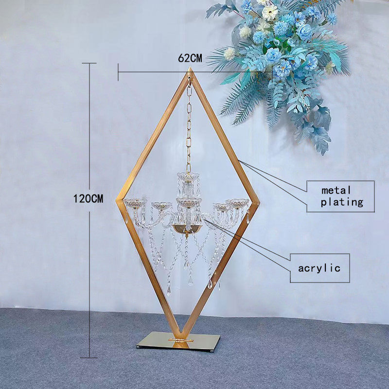 吊饰道具 金属菱形架挂水晶婚庆烛台 婚礼主桌台布置橱窗道具