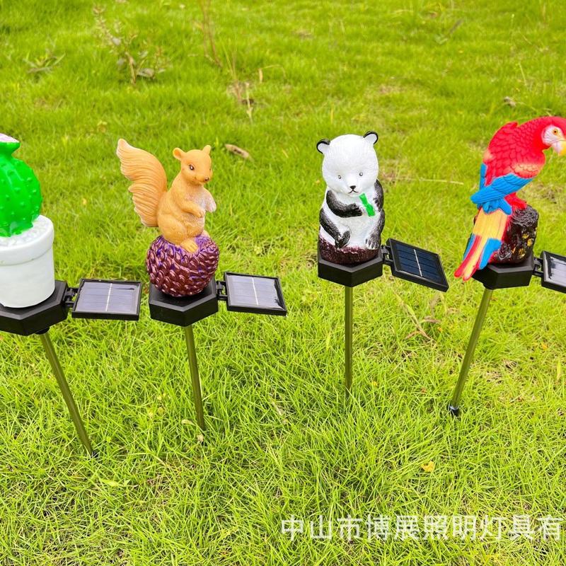 热销中山新款跨境户外led太阳能氛围灯草坪灯仿真动物摆件灯萤火