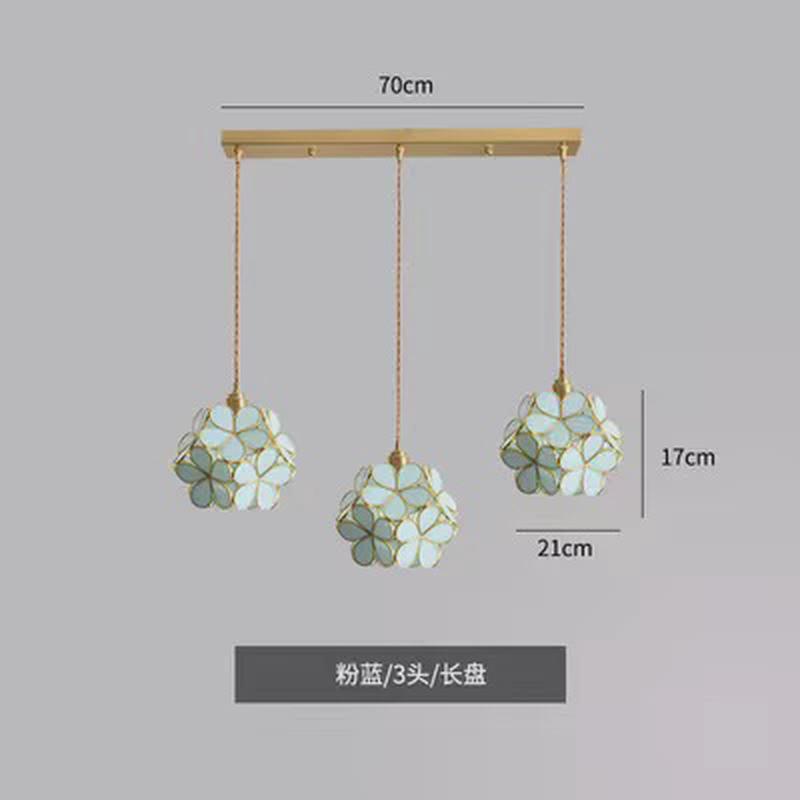 北欧网红轻奢三头小吊灯卧室床头灯吧台客厅餐厅单头美式花瓣吊灯
