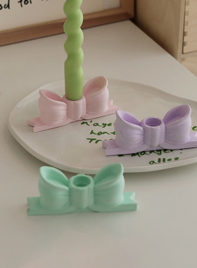 DIY长杆香薰蜡烛烛台高级感ins风家居装饰石膏蝴蝶结底座道具摆件