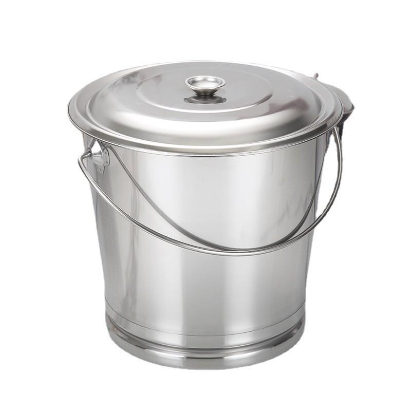 不锈钢带盖幼儿园水桶家用储水用手提式圆水桶厨房餐厅大容量提桶