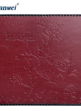 广美皮质相簿album纪念册棕色寸覆膜相册本diy18自粘式