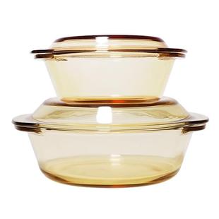 家用大号茶色玻璃汤煲汤碗双耳带盖可微波炉加热碗蒸鸡蛋羹碗蒸