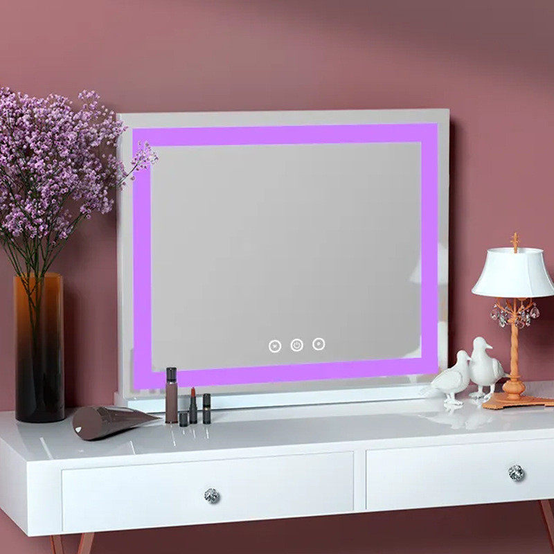 化妆镜台式led灯镜子梳妆镜灯带宿舍家用网红大号桌面补光镜