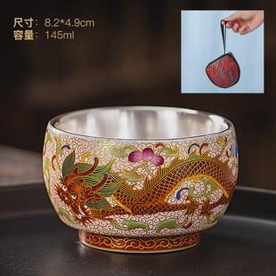 金线掐丝珐琅彩鎏银茶杯银茶具鎏主人杯单杯中式个人品茗杯男女款