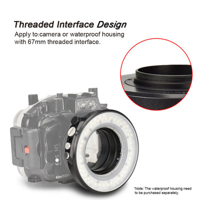 海蛙sl-108接口潜水灯微距环形灯近摄补光灯适配m67三色防水壳