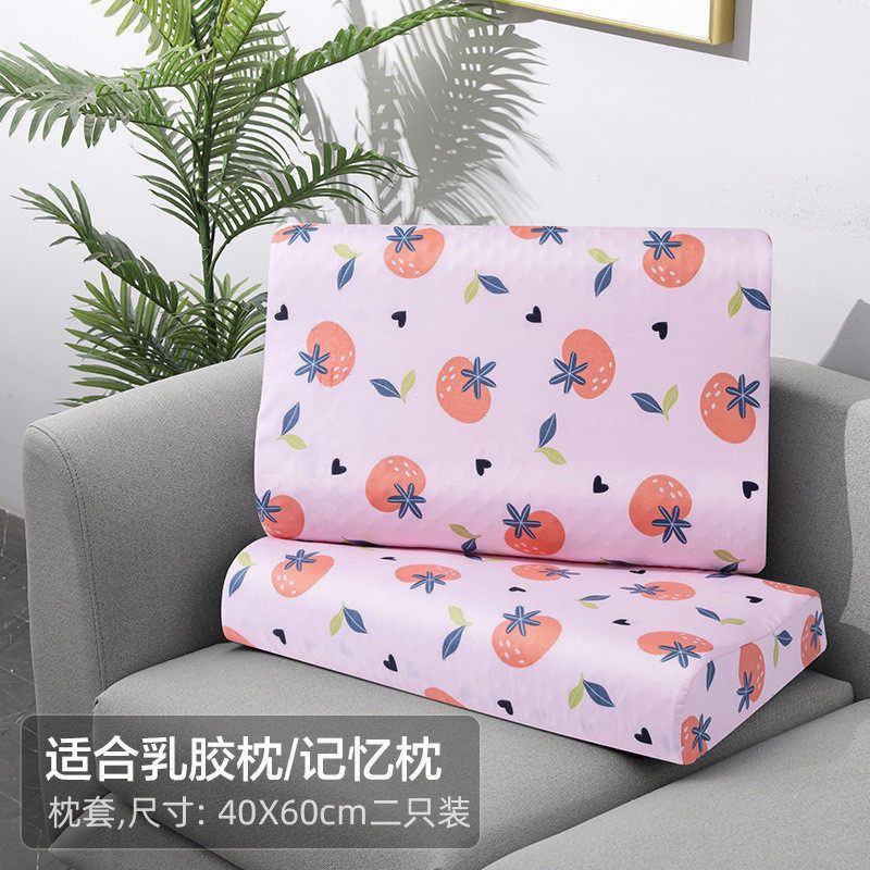 夏季冰丝乳胶枕套40x60一对装可水洗30X50单个学生枕巾枕套二合一