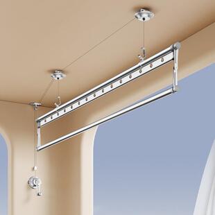 金贵夫人单杆手摇晾衣架升降手动晾衣杆小阳台晒衣杆晒被子凉衣架