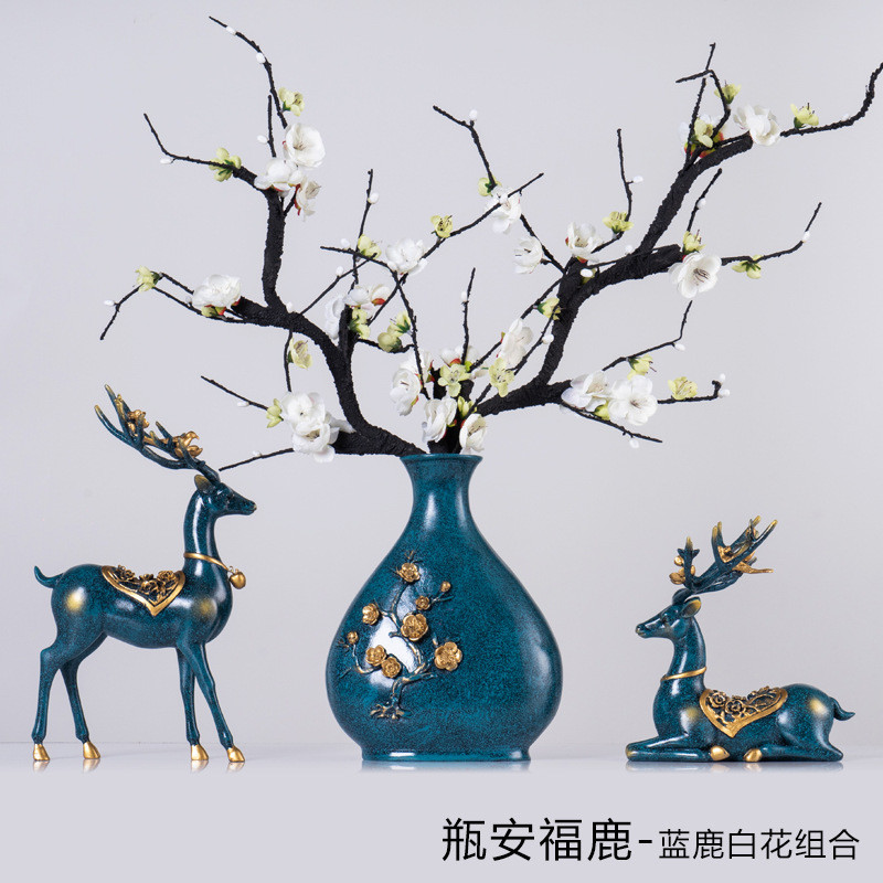 欧式创意轻奢树脂花瓶摆件客厅电视柜婚房礼品批发装饰品时尚家居