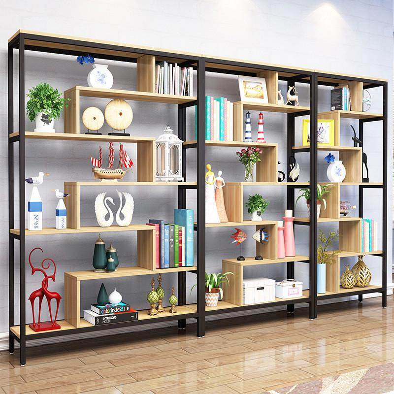 多层置物架书架博古架简约客厅落地隔断花架办公室书柜屏风展示架