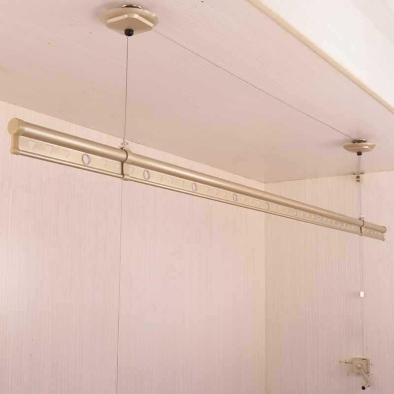 手摇晾衣架单杆式手动升降阳台单根小户型顶装晒被子凉自动伸缩杆