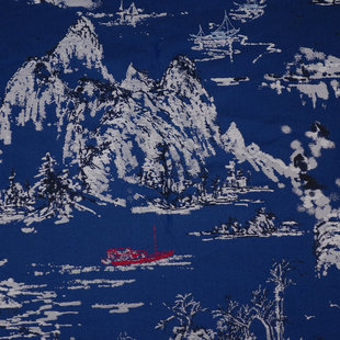 新中式山水人家高精密抱枕坐垫实木家具提花面料棕垫沙发垫布料