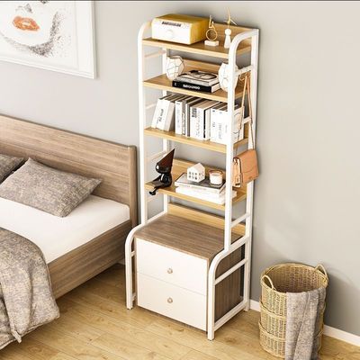 卧室床头柜置物架书架上方收纳架可调节多层床头储物架落地式靠墙