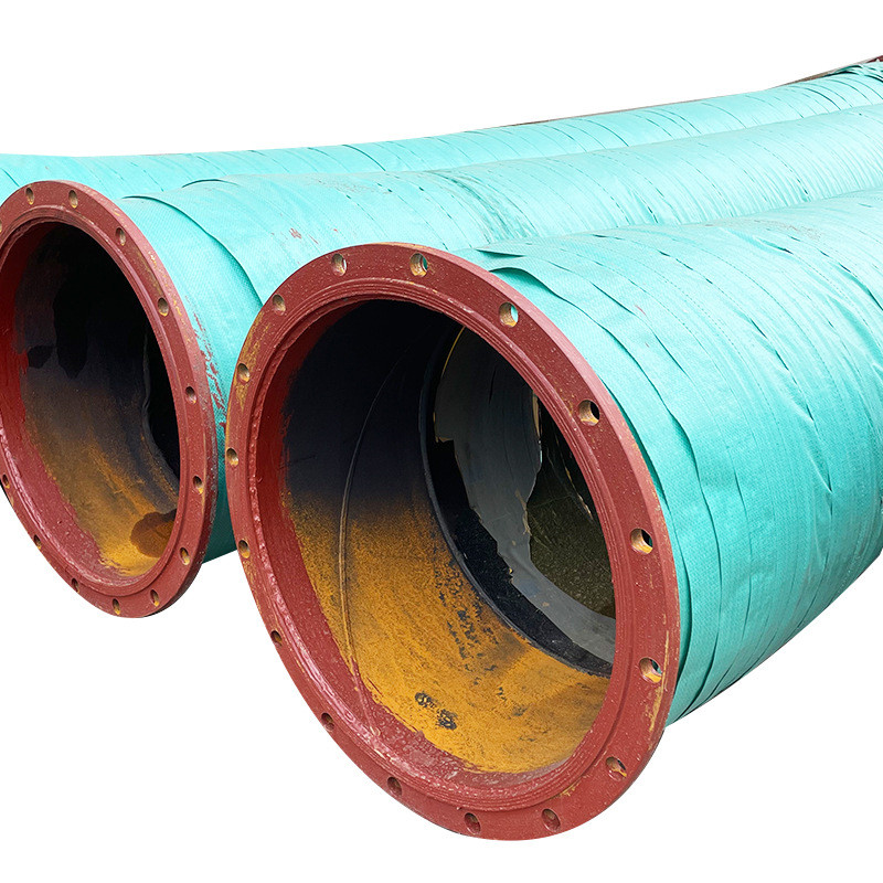 大口径胶管钢丝法兰 黑色加厚橡胶排涝管 12m农业排灌钢丝橡胶管