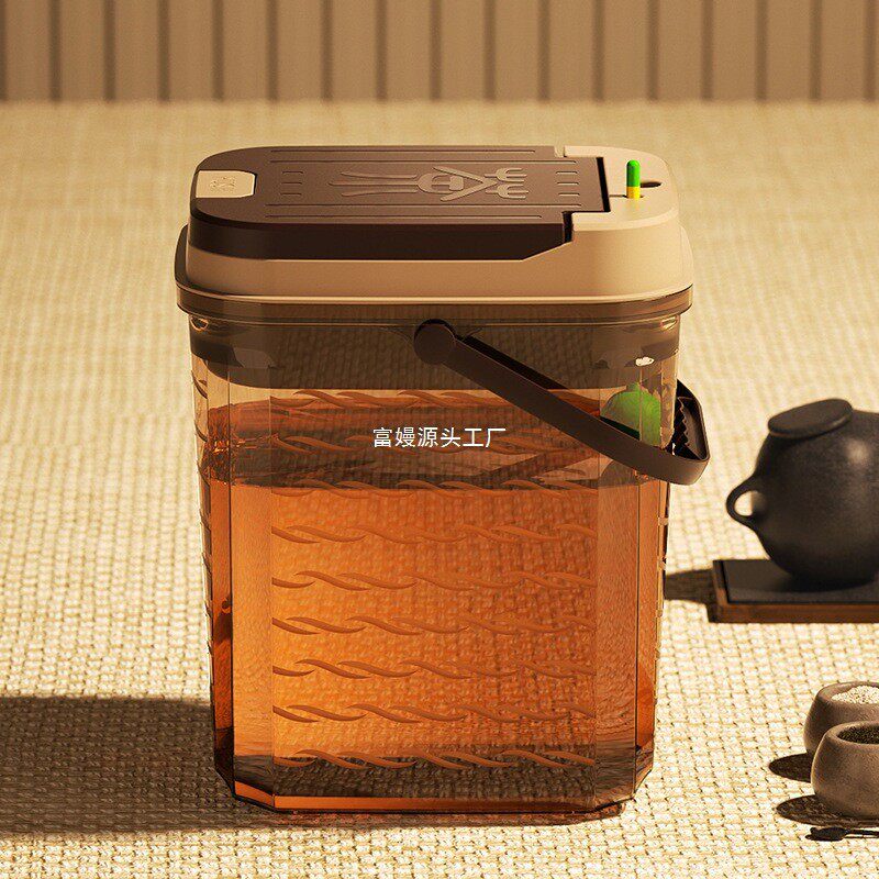 透明茶桶干湿分离茶水桶废水桶满水提醒茶水垃圾桶可视水位茶渣桶