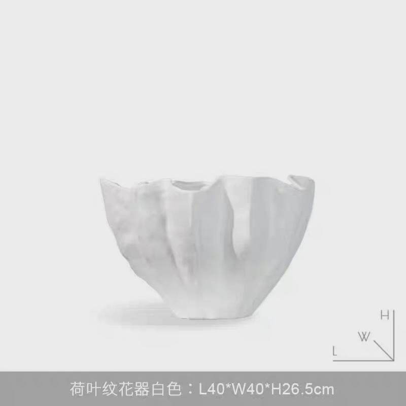 欧式简约树脂荷叶花瓶创意样板间卧室客厅餐桌酒柜茶几工艺品摆件