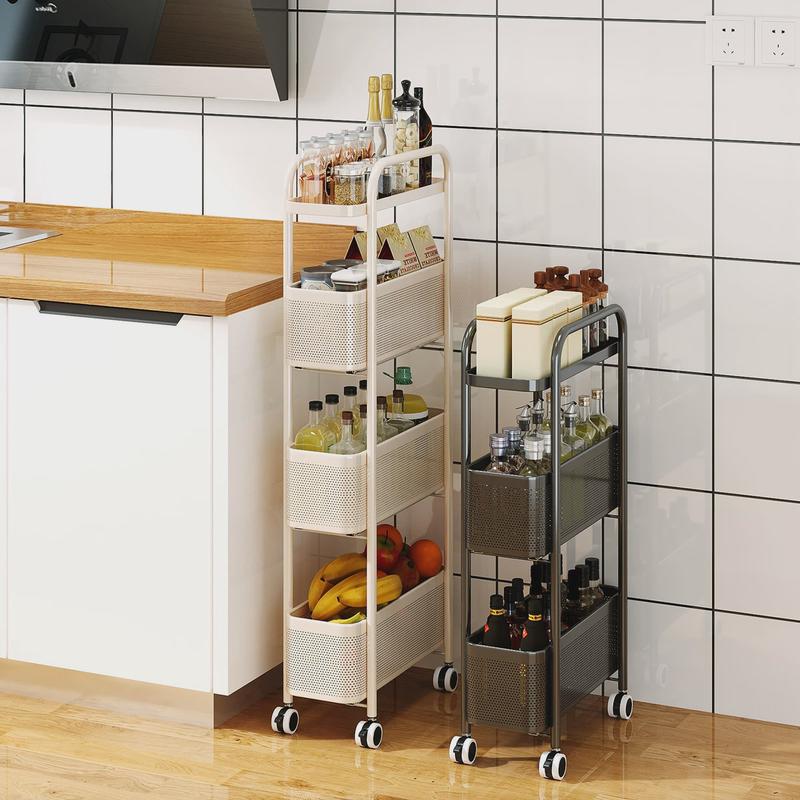 夹缝置物架厨房卧室卫生间落地多层置物车储物整理收纳架小推车
