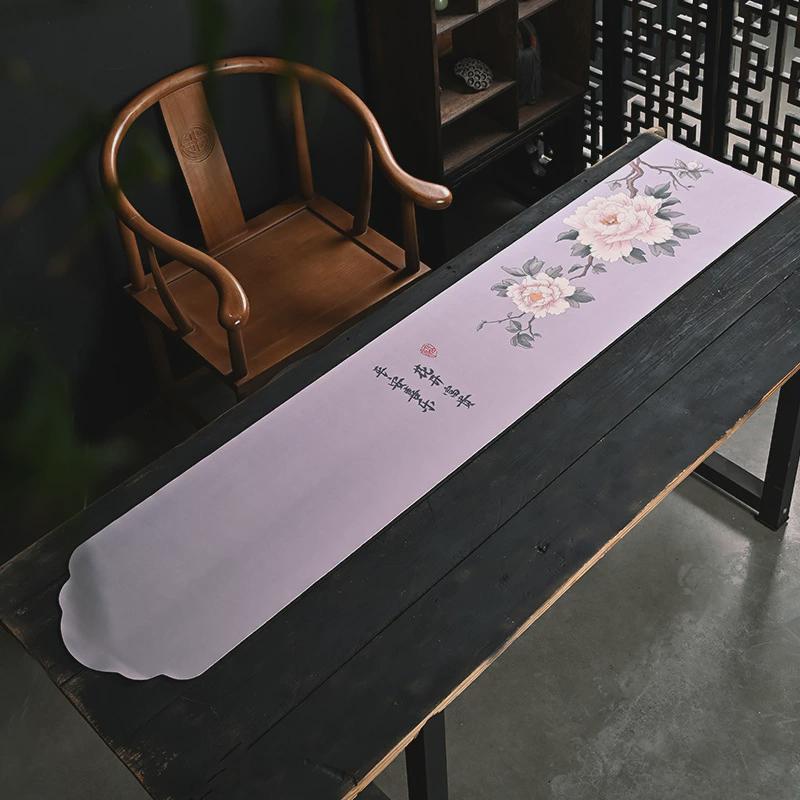 防水茶席双面干泡新中式禅意桌旗茶桌布防滑丝绸茶垫牡丹茶具配件
