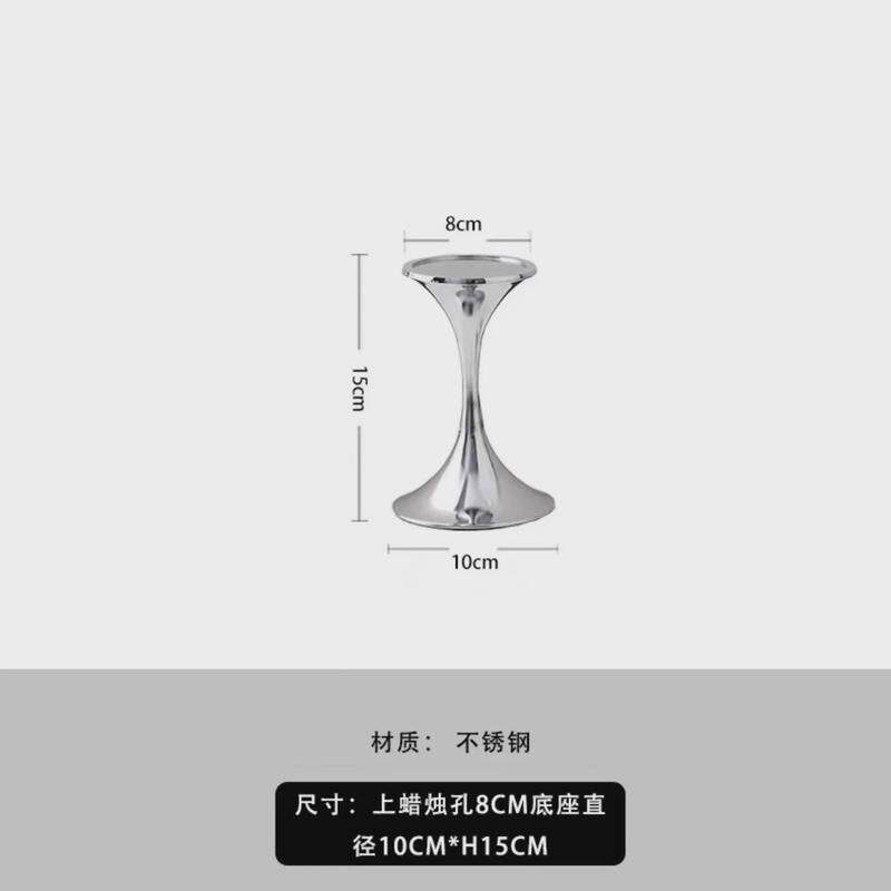 简约轻奢高级感银色烛台摆件样板间售楼处客厅餐厅餐厅软装饰品