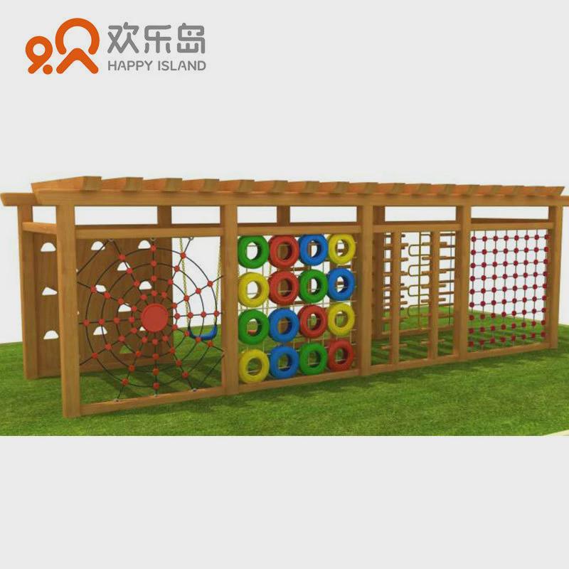 幼儿园长廊葡萄架木制大型非标儿童乐园滑梯攀爬组合游乐设备厂家