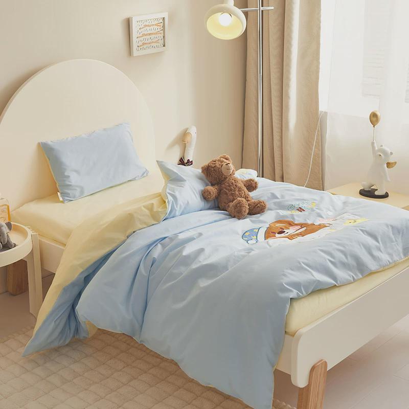 热销全棉40s水洗棉绣花幼儿园三件套入园宝宝儿童六件套棉花被芯