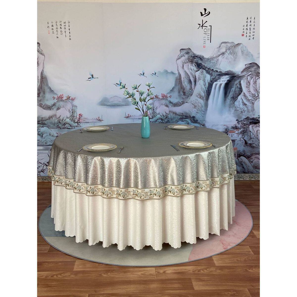 圆桌布防水防油防烫免酒店台布餐厅家用圆形大圆桌布餐桌布布艺