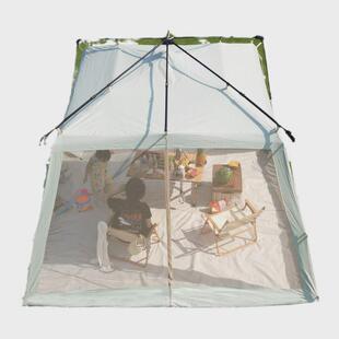 夏季露营户外伞防蚊网纱帐篷天幕免搭庭院沙滩帐遮阳篷速开全自动