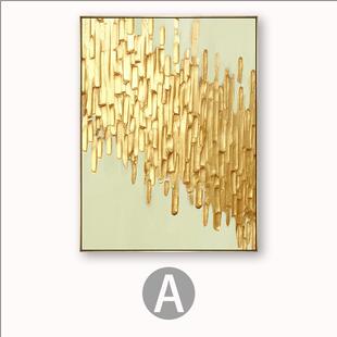 源头工厂大芬油画村挂画鎏金轻奢手绘油画肌理画客厅挂画高级感