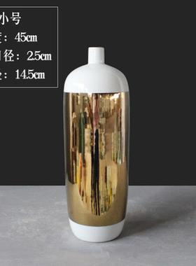 欧式风格描金工艺陶瓷落地花瓶落地大瓶家用客厅花瓶摆件装饰花器
