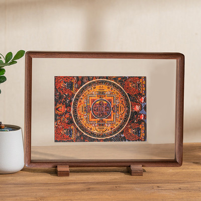 zqa4摆台黑胡桃实木圆角透明双面相框a3卯榫画框长方形外框玻璃磁