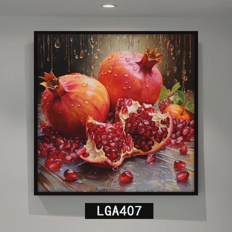 红石榴水果装饰画多子多福挂画餐厅食堂背景墙壁画红红火火油画图片