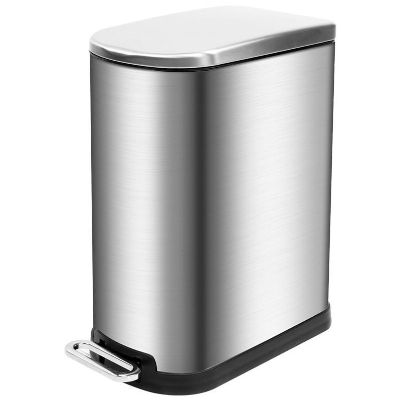 简约6l长方形家用卫生间厕所静音客厅厨房脚踏窄边不锈钢垃圾桶