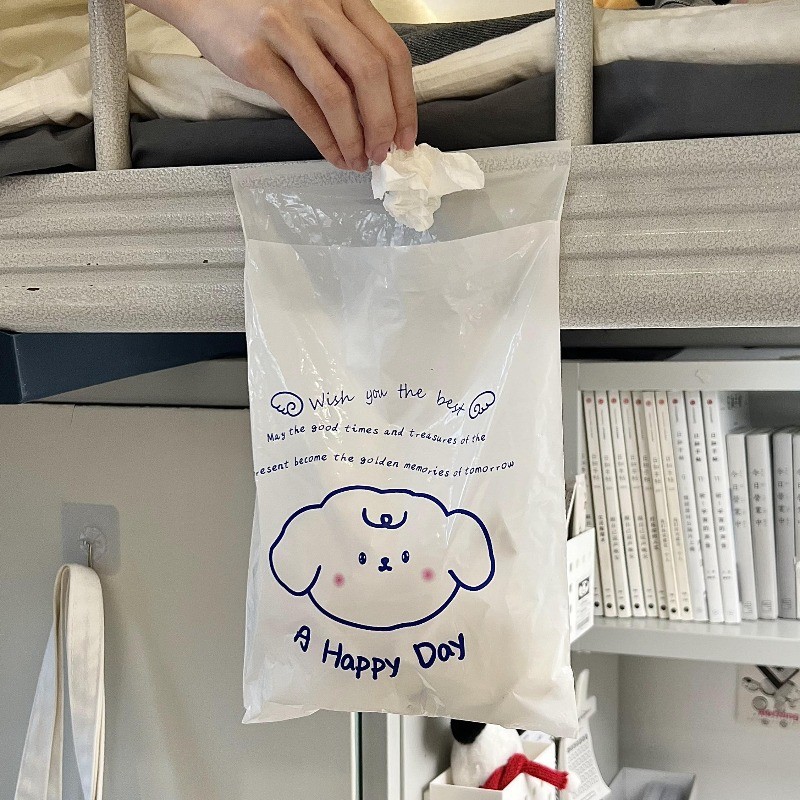 现货#床上垃圾桶宿舍学生课桌面一次性垃圾袋粘贴式寝室床边挂篮