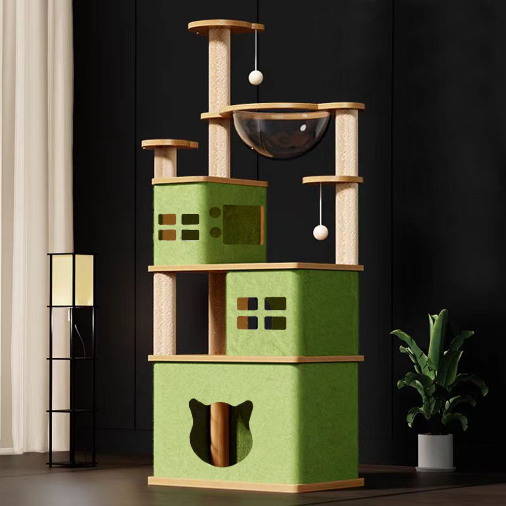 工厂直销猫爬架猫别墅猫树一体猫抓板实木大型猫跳台柱形猫窝
