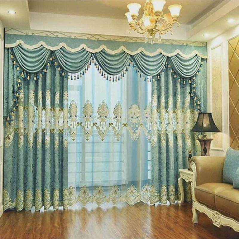 窗帘欧式镂空雪尼尔绣花卧室客厅阳台高档窗纱落地式客厅窗帘