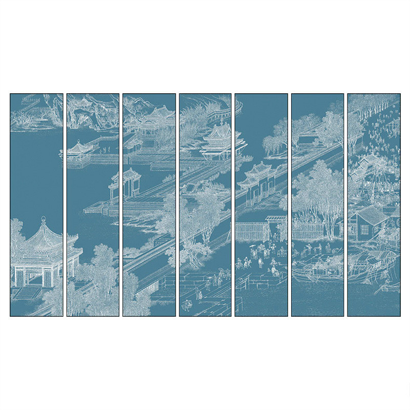 酒店大厅山水挂画装饰画客厅沙发背景墙壁画多联丝绢浮雕画立体画图片