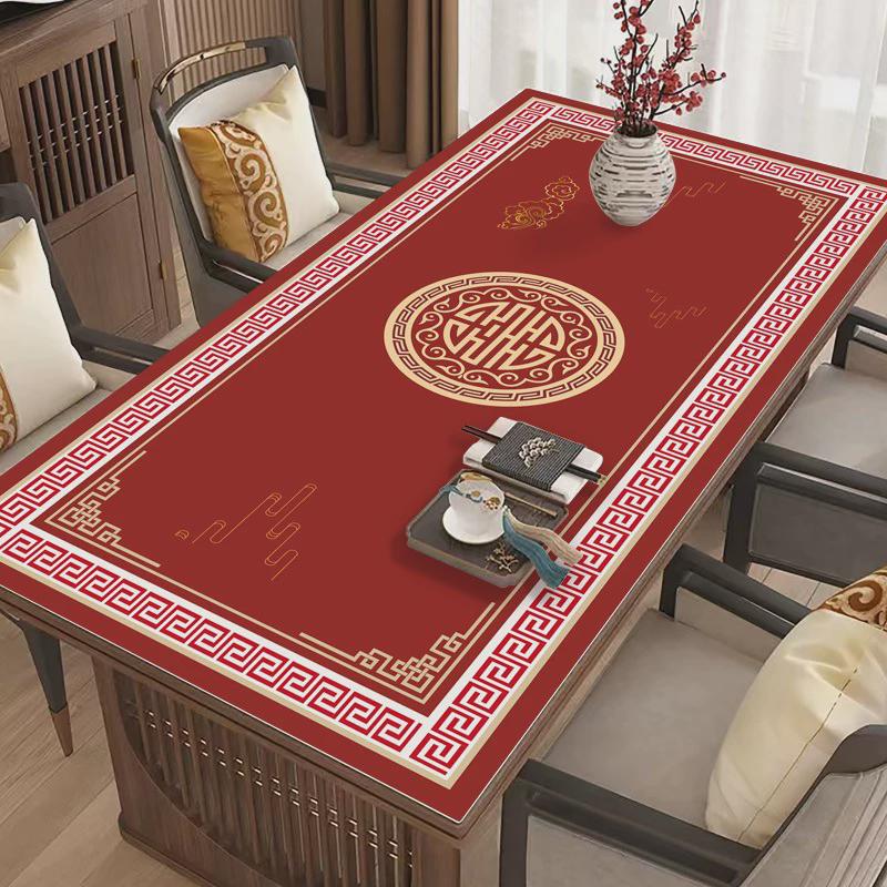 中式桌垫桌布免洗防水防油轻奢高级感茶几垫餐桌垫保护垫防烫桌垫