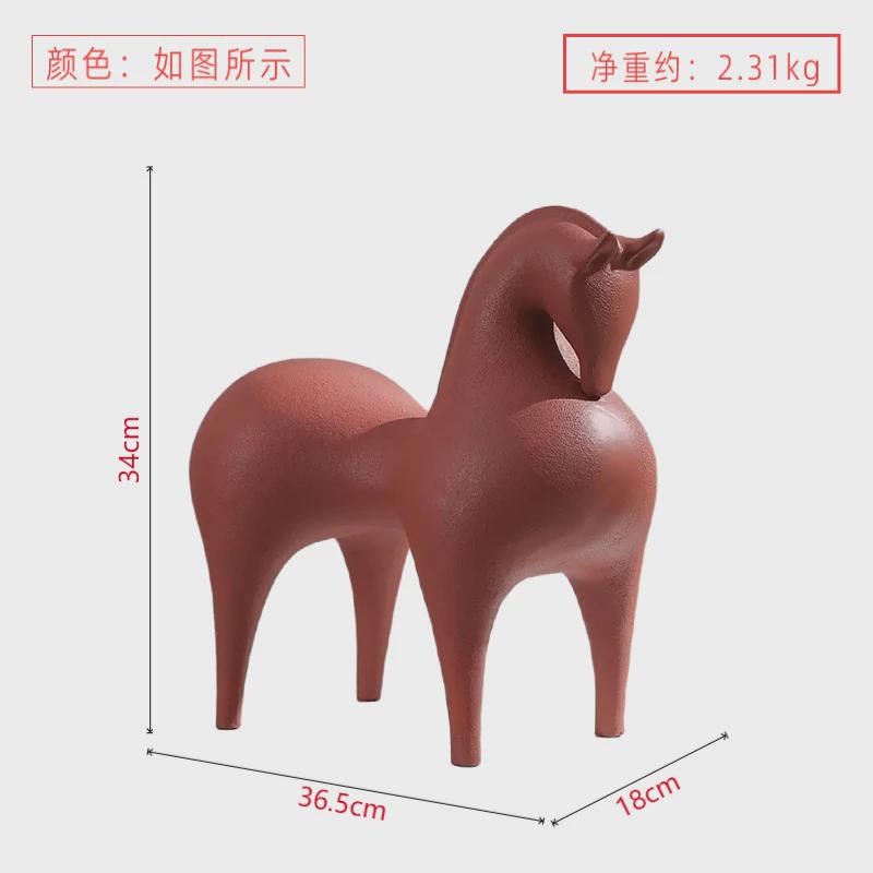 现代简约抽象树脂唐马动物客厅艺术摆件雕塑玄关电视柜家居装饰品
