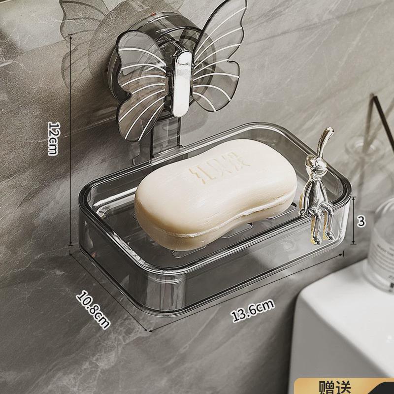 厂家厂家家用沥水吸盘收纳置物架卫生间香皂盒壁挂式免打孔双层肥