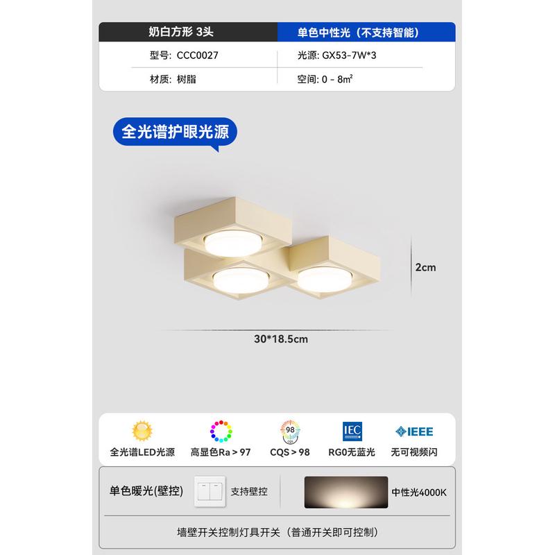 复古中古风无主灯客厅照明双头斗胆灯明装筒灯卧室过道走廊阳台灯