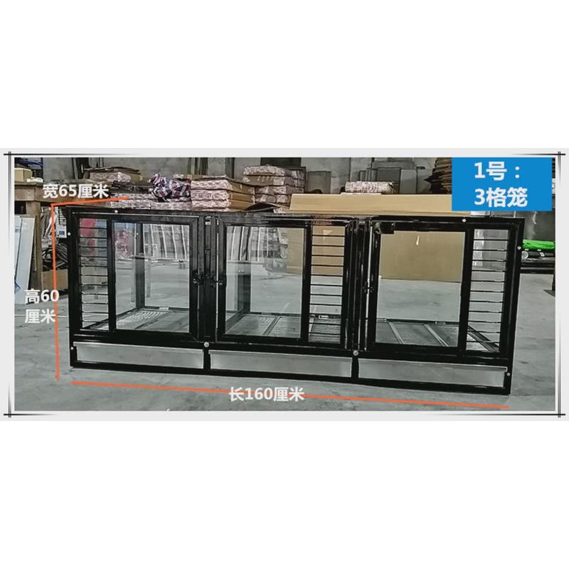 烤漆黑色宠物美容店医院304不锈钢钢化玻璃观赏展示柜寄养狗笼子