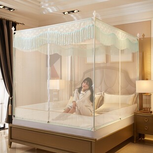 家用蒙古包米床笠回底款床蚊帐t三开门型儿童m拉链全底防摔