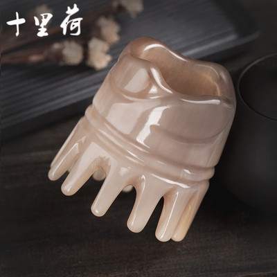 工厂直销天然圆筒牛角梳疗经络按摩防静电家用头头部梳男女洗头刷