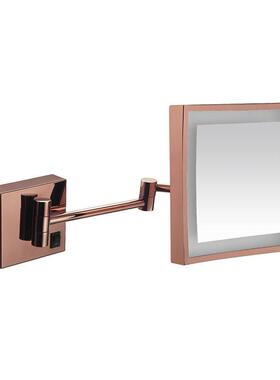 卫生间单面led化妆镜带灯镜子折叠伸缩单面镜四方壁挂放大美容镜