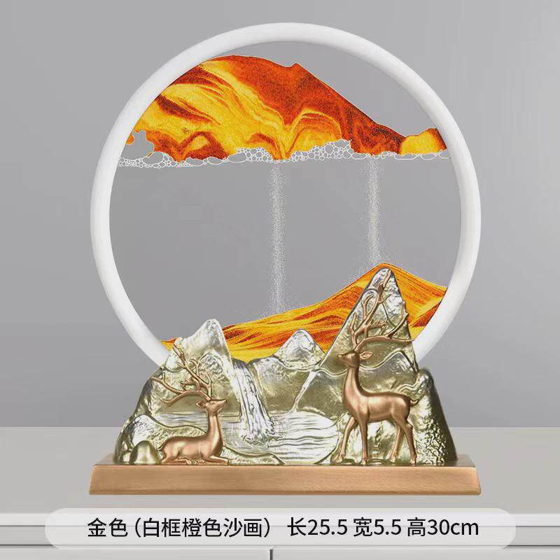 现代桌面创意3d沙漏流沙画摆件玄关书房客厅办公室店铺装饰品茶室