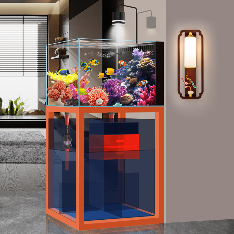 2024新款鱼缸家用海水缸中小型超白过滤客厅底玻璃海水珊瑚造景缸